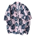 thumbnail image 1 of Qarigey Tops con estampado geométrico de manga corta para hombre, camisas hawaianas holgadas, blusa de moda, ropa de playa para vacaciones de Camisetas Rosa XXL, 1 of 5
