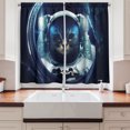 thumbnail image 2 of Ambesonne Space Cat Kitchen Curtains, Glass Rocket Galaxy, 55"x39", Dark Blue and White, 2 of 3