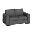 thumbnail image 3 of CHITOOMA 60'' Linen Pull Out Sofa Bed Convertible Sleeper Couch with Charging Port, Upholstered Sectional Sofa with 2 Pillows, Reclining Sofas for Living Room, Gray, 3 of 11