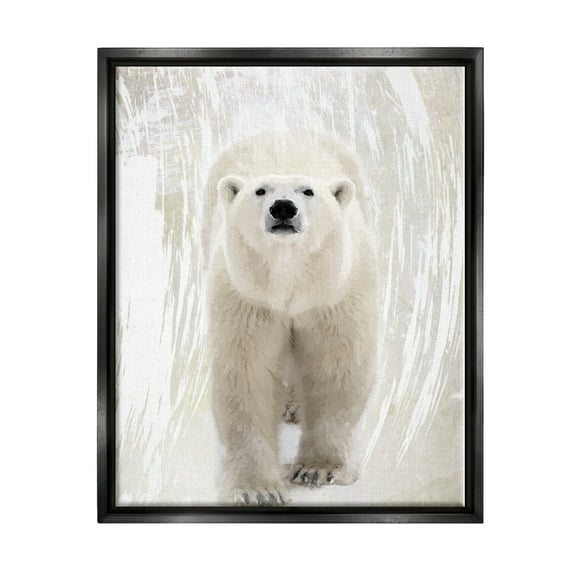 Stupell Industries Modern Polar Bear Portrait Animals & Insects Painting Black Floater Framed Art Print Wall Art, 17 x 21