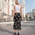 thumbnail image 5 of Asklazy Women’s Chiffon A-Line Maxi Skirt High Waisted Flowy Long Skirt Elastic Waist Business Casual Elegant Skirt for Work Office Daily Wear Summer,Navy Blue Peony,L, 5 of 10
