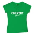 thumbnail image 5 of Country Girl Logo Women's V-Neck T-shirt Minimalistic Western Style Rodeo Southern Pride Cowgirl Queen Rustic Farm Gift Tee, 5 of 7