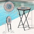 thumbnail image 2 of Mosaic Outdoor Patio Side Table, 14" Round Folding Ceramic Coffee Table with Powder-Coated Steel Frame, Multi-Color Plant Stand for Garden, Balcony, Deck and Terrace, 21.7" H, 2 of 7