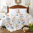 thumbnail image 3 of Throw Blanket Fleece Throw Blanket 50x60in, Watercolor Easter Egg Rabbit on White Soft Lightweight Bed Blankets Spring Leaves Fuzzy Couch Blankets for All Season, 3 of 9