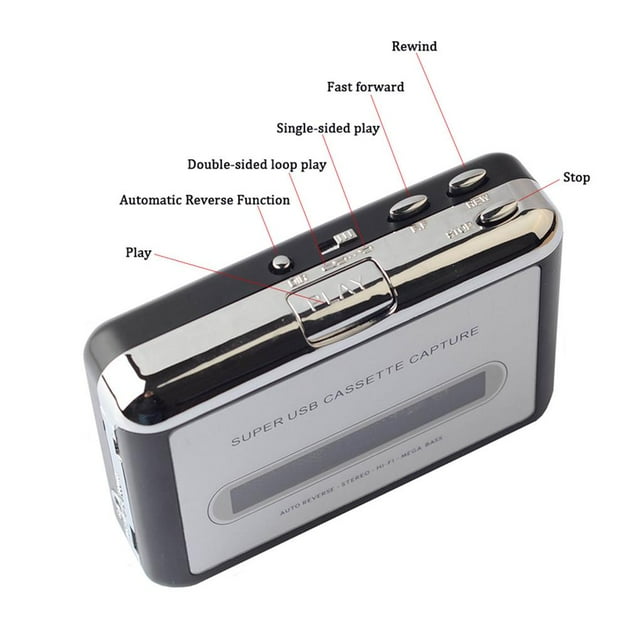 Lecteur de Cassettes USB Cassette vers Lecteur Enregistreur Lecteur de Cassettes Convertisseur MP3 combo Lecteur de Cassettes Audio Lecteur de Musique Cassette Enregistreur