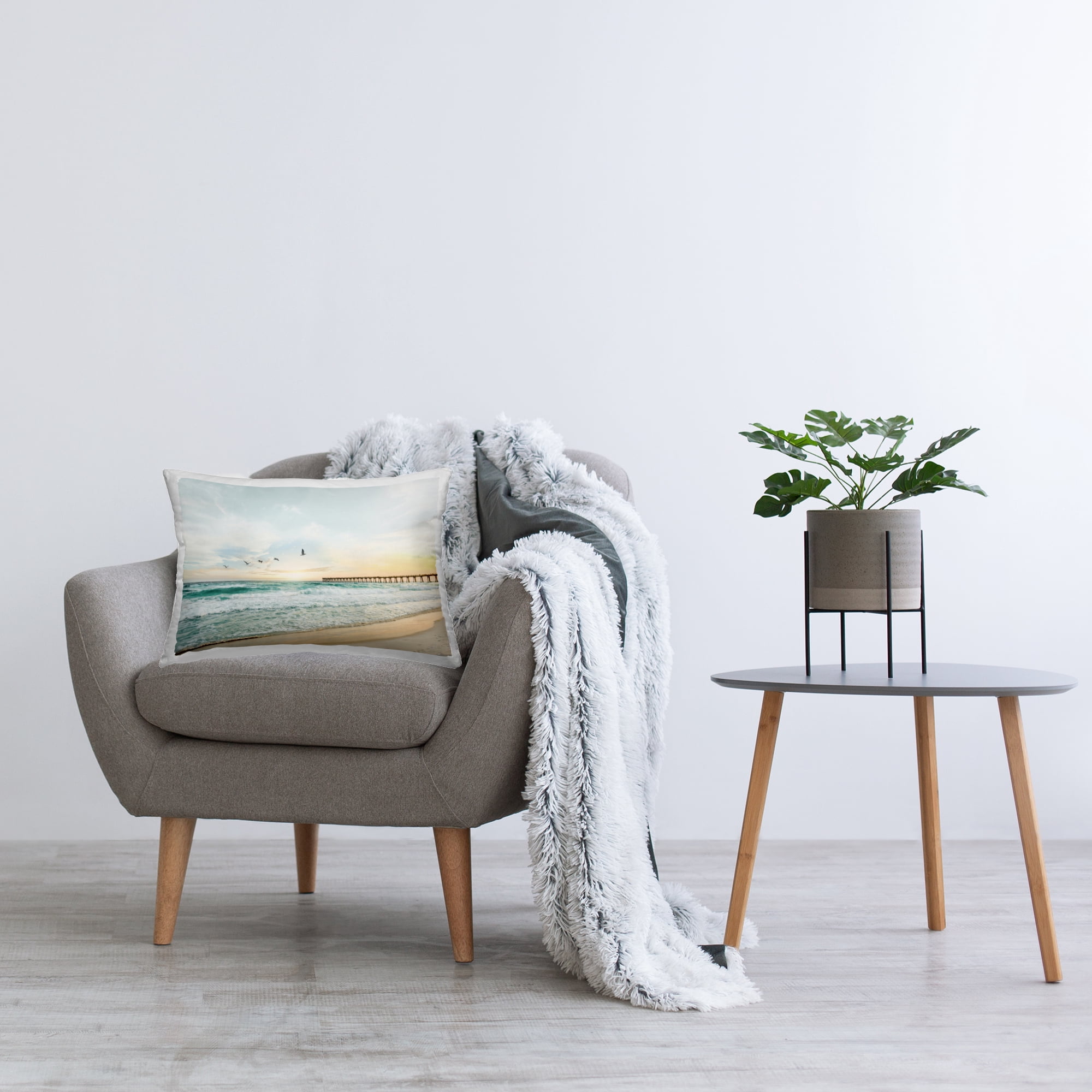 Stupell Industries Birds at Beach Pier Decorative Printed Throw Pillow Design by Sisi and Seb.