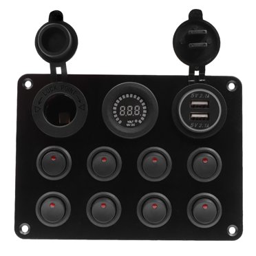 GGTA 8-Gang Marine Switch Panel – Waterproof Rocker Panel With USB/PD Charger & Voltmeter | 12V/24V For Boats, Trucks, Cars