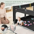 thumbnail image 4 of OLAKIDS Foldable Baby Playpen with Mat, 59” x 59” Large Baby Play Yard for Infant with 50 Ocean Balls, 4 Handlers, Carry Bag, Indoor Outdoor Fence Toddler Activity Center, 4 of 9