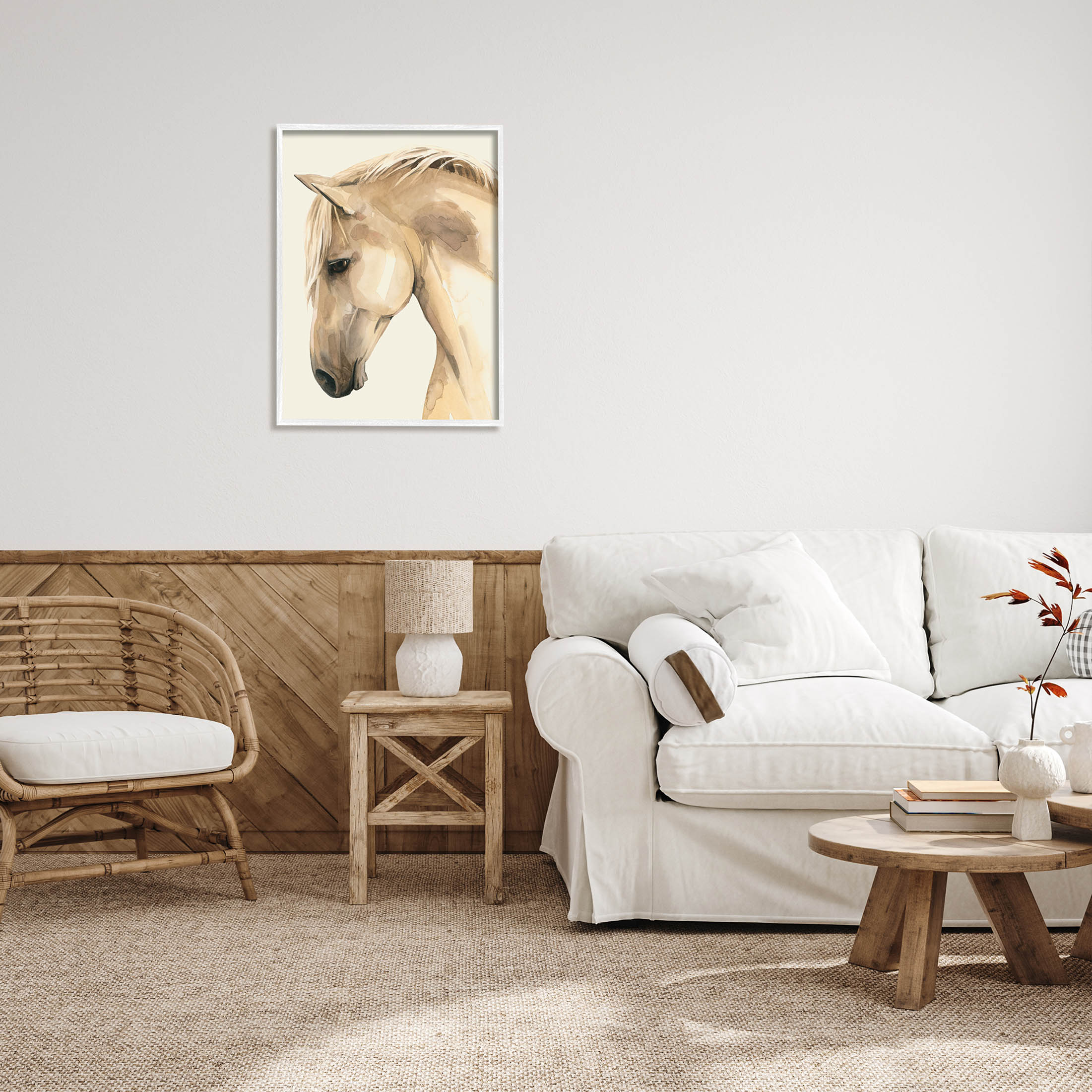 Stupell Industries Country Horse Farm Animal Portrait Graphic Art White Framed Art Print Wall Art, Design by Grace Popp