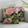 thumbnail image 3 of nygtbtfer Pink Blooming Romantic Roses Throw Pillow Covers Vintage Natural Flower Bouquet Art Design Square Pillowcases for Home Decor Sofa Car Bedroom Pillow case  White, 3 of 7