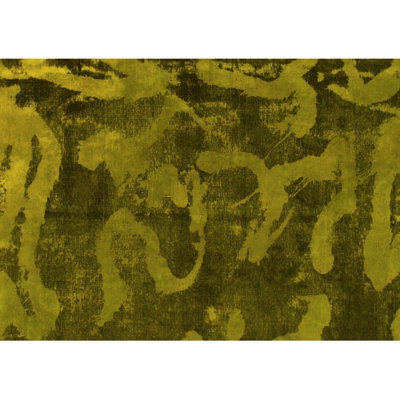 Ahgly Company Machine Washable Indoor Rectangle Persian Yellow Bohemian Area Rugs, 7' x 9'
