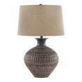 thumbnail image 1 of Benjara BM231400 Lampe de Table en Métal avec Base Verticale Embossée, Bronze Antique, 1 of 3