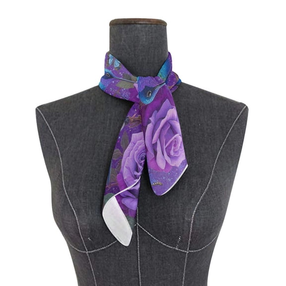 Square Scarf 24x24 Inch Lavender Hummingbird Dream Silky Satin Sun Protection Neck Scarf for Women Multi-Purpose Head Wrap Bandana for Hair Bag Decoration