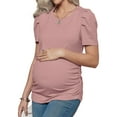 thumbnail image 3 of Short Sleeve Women's Maternity Shirt Casual Puff Sleeve Knit Tops, 3 of 6