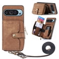 thumbnail image 2 of Dteck Zipper Wallet Crossbody Strap Case for Google Pixel 9 / 9 Pro,Magnetic Leather Card Pocket Case Shockproof Kickstand Cover with Adjustable Shoulder Strap for Google Pixel 9 / 9 Pro,Brown, 2 of 7