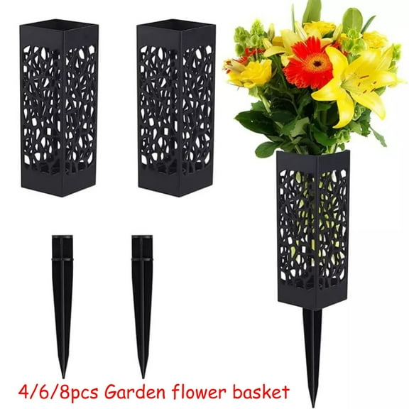 Cemetery Grave Vase 4-Pack Outdoor Memorial Flower Holder Stake-In Floral Urn Weatherproof Design with Drainage