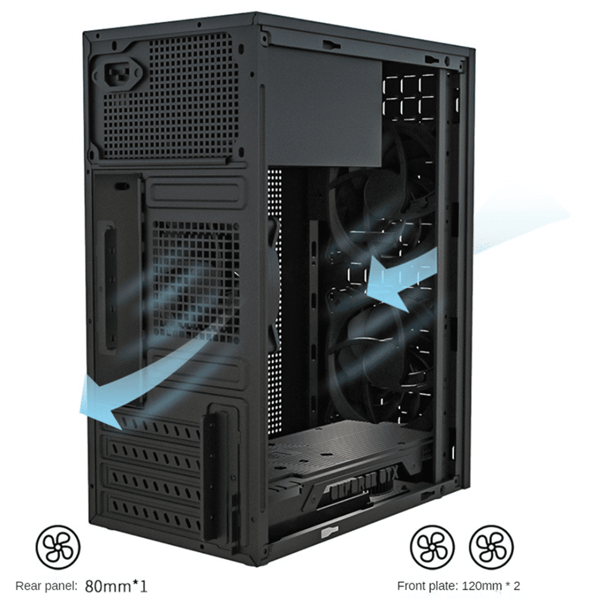 2X MINI Computer Case M-ATX/ ITX Computer PC USB2.0 Chassis Support SSD 3.5 Inch HDD Mini PSU Case,2 x computer case,Black