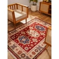 thumbnail image 5 of Rugsotic Carpets Hand Knotted Wool and Silk Area Rug, 3'x5', Rectangle, Red Cream, Oriental Handmade Low Pile Rug for Living Room Bedroom, 5 of 12
