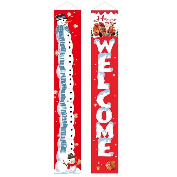 Merry Christmas Decorations Outdoor, Banner Christmas Porch Sign Decorations for Holiday Indoor Outdoor Front Door Home Wall Hanging Christmas Decor