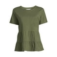 thumbnail image 2 of Time and Tru Women's Short Sleeve Peplum T-Shirt, 2 of 5