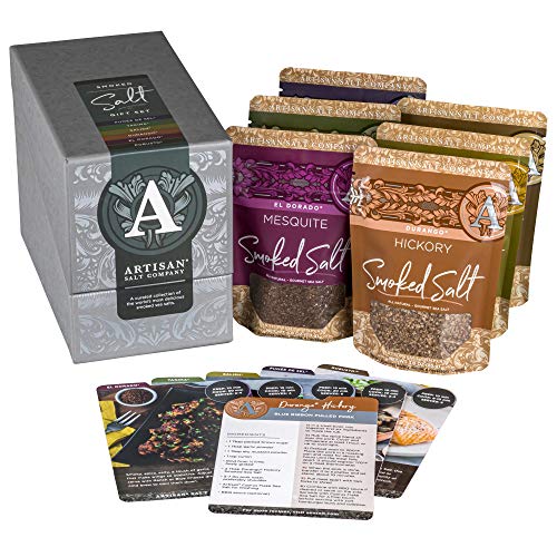 Saltworks Artisan Smoked Salt Gift Set Featuring Hickory Mesquite Chardonnay Oak Alderwood Applewood And Robusto Hearty Smoked Sea Salts Box Of 6 Recipe Cards Salts 19 5 Oz Of Salt Walmart Com