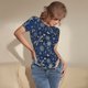 thumbnail image 3 of Fotbe Dark Blue Christmas Body de Mujer con Cuello Redondo y Mangas Cortas, Sin Mangas Ajustado, Suave, Cómodo y Básico-X-Large, 3 of 7