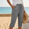 thumbnail image 2 of Casual Pants for Women Women's Fashionable And Casual Summer Elastic High Waisted Solid Color Cotton And Linen Loose Trousers, 2 of 6