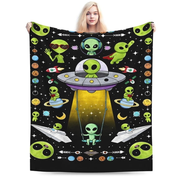 Alien Blanket Gift for Women, Cozy Warm Blanket Gifts for Alien Lovers Soft Throw Blanket for Bed Sofa, Gifts for Christmas Thanksgiving 50x40