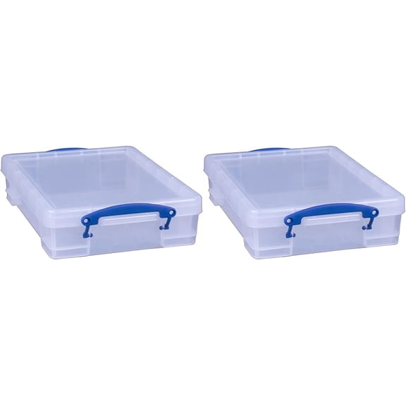 Liter Plastic Stackable Storage Container w/Snap Lid & Built-In Clip Lock Handles for Home & Office Organization, Clear (3 Pack)