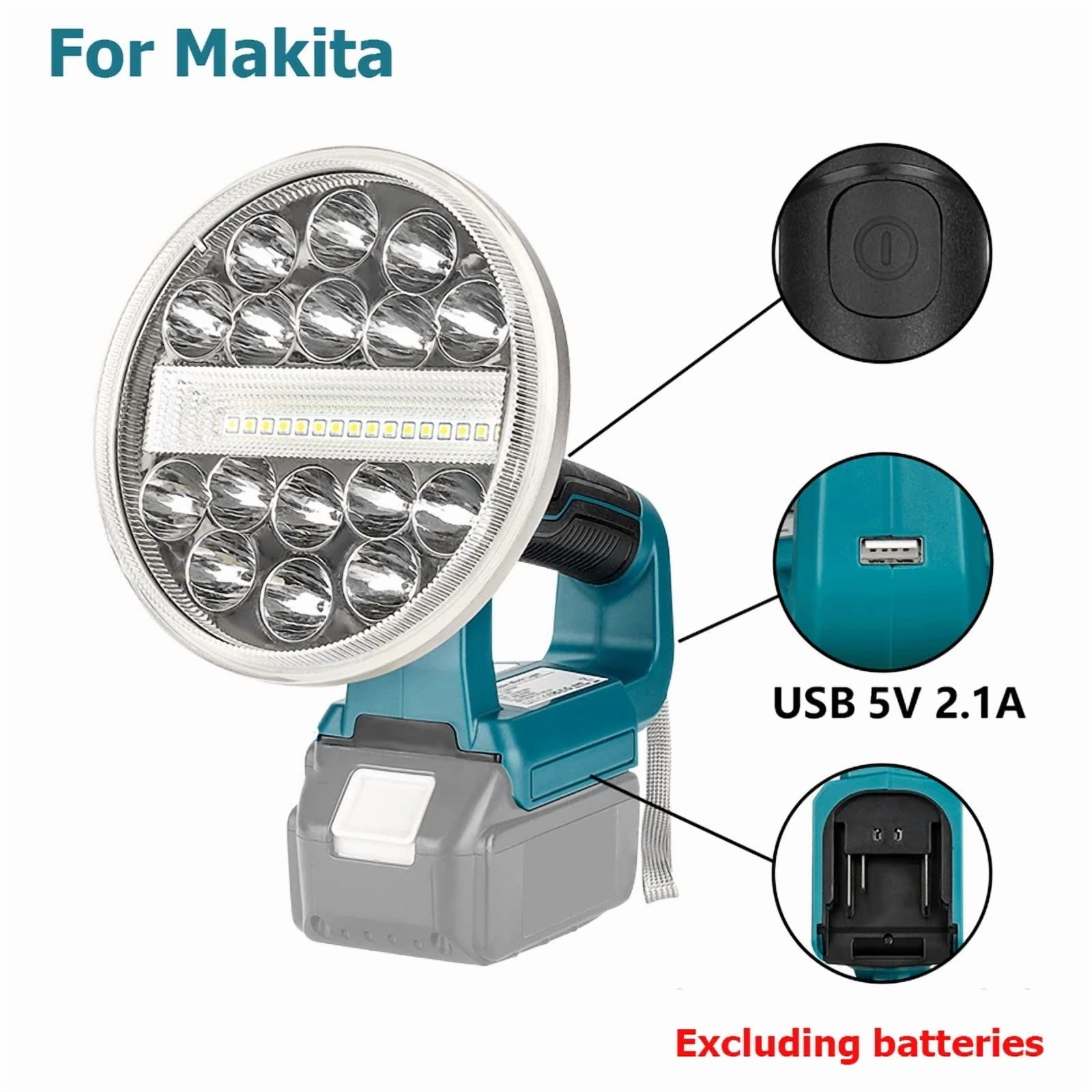 Portable flashlight LED Work Light For Makita/Milwaukee/Dewalt/Bosch/Black&Decker/Craftsman/Ryobi 14.4V 18V 20V Lithium Battery