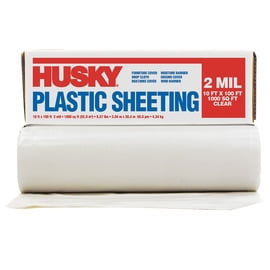 x 20 ft Husky Plastic Sheeting Roll Multi Purpose 100 ft Opaque Clear 3-mil