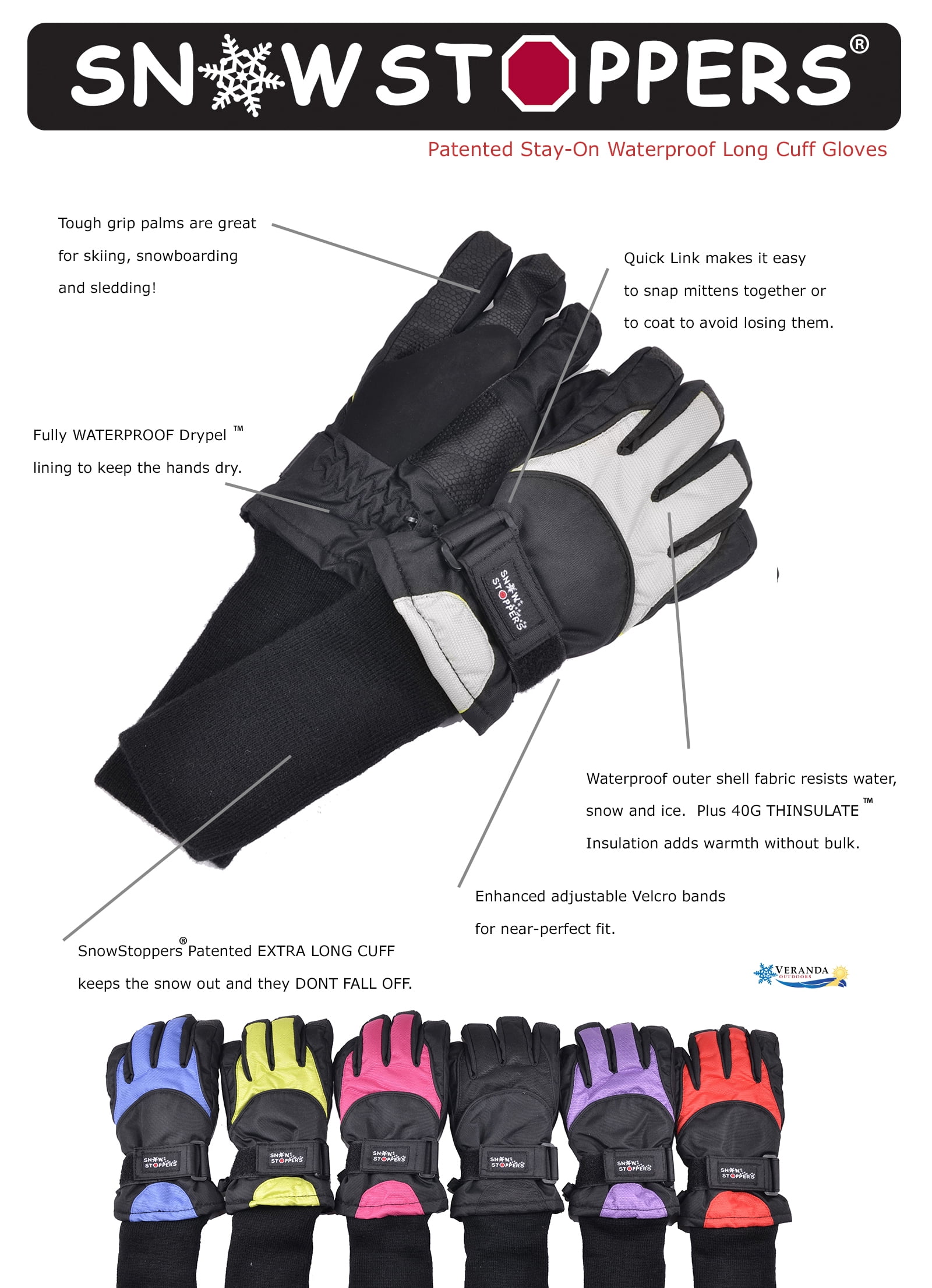 Snowstoppers Gloves, Medium - Black