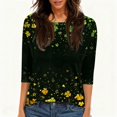 thumbnail image 5 of St Patricks Day Tops T-Shirt Blouse for Womens 3/4 Length Sleeve Round Neck Shamrock Printed Graphic Tees Trendy St Patricks Day Themed T-Shirts, 5 of 6