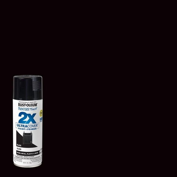 6 Pc, Rust-Oleum Painter'S Touch 2X Ultra Cover Gloss Black Paint Primer Spray Paint 12 Oz