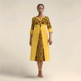 thumbnail image 5 of Bintarealwax African Dress for Women Print Three Quarters Sleeves High Waist A Line Ankara Dress Elegant WY11037, 5 of 5