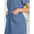 thumbnail image 6 of Allegra K Women's Turndown Collar Chambray Solid A-Line Shirt Dress with Pockets, 6 of 6