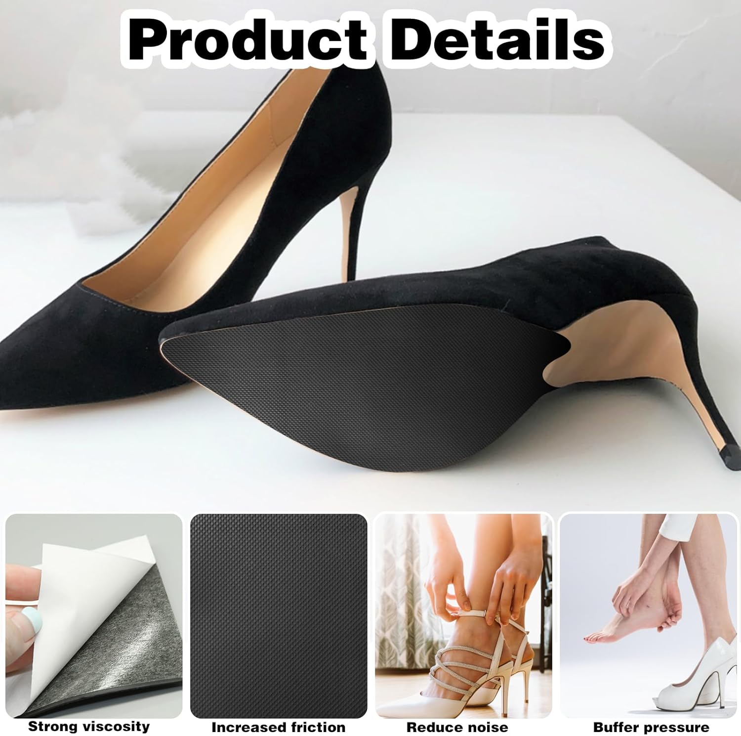 Patins Antidérapants Pour Chaussures - 4 Paires En Simili Daim, Adhésif Inclus - Pour Talons, Chaussures De Danse