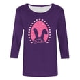thumbnail image 4 of Honeeladyy Cute Easter Blouse for Women,Spring Casual Pullovers Three Quarter Sleeve Bunny Graphic Top Gift Purple XL, 4 of 4