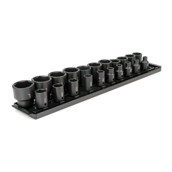 TEKTON 1/2 Inch Drive 6-Point Impact Socket Set with Rails, 21-Piece (5/16-1-1/2 in.) | SID92102