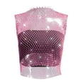 thumbnail image 4 of T Shirts for Women Sexy Rhinestone Mesh Tank Crop Blouse Womens Summer Tops Pink M, 4 of 4