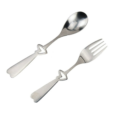 Kitandove 2Piece Heart Shaped Silverware Set with for Students