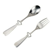 2 Piece Stainless Steel Spoon and Fork Tableware Serving Sundae Ramen