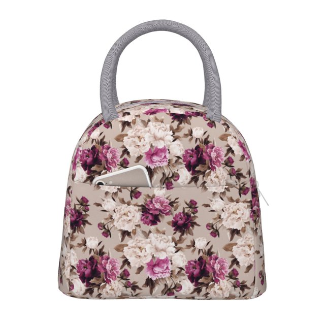 Easygdp Rose Flowers Bolsa de Almuerzo Insulada Grande, Forro de Aluminio, Diseño Espacioso, a Prueba de Fugas, Ideal para Trabajo, Picnics, Viajes y Actividades al Aire Libre