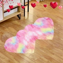 Tyidzon Area Rug, Valentine's Day Heart Rug Double Heart Shaped Rug Washable Love Shag Shower Mat Home Bedroom Living Room 19 x 39 Inch