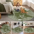 thumbnail image 6 of Sea Stars Round Living Room Rugs 8 ft, Retro Corals Shells Sea Stars Sage Green Washable Large Area Rug with Non-Slip Sturdy Edge Binding Round Carpet for Dining Room Kitchen Office, 6 of 9