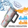 thumbnail image 5 of 40oz Pioneer Flower Floral Print Pattern Insulated Tumbler with Handle, BPA-Free Leak Proof Lid and Straws, Double Wall Vacuum, Hot 12h/Cold 34h, 5 of 6