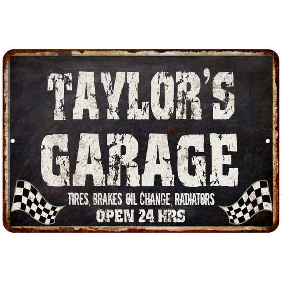 TAYLOR'S Garage Black Grunge Sign 8x12 Decor Gift 208120005350