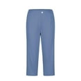 thumbnail image 4 of Pants For Women Choice Solid Color Women's High Waist Cropped Pants Lightweight Stretch Fabric Simple Casual Pants Spring Brunch Outfit Versatile Ankle Length Clean Look Capri Pants for Women, 4 of 6