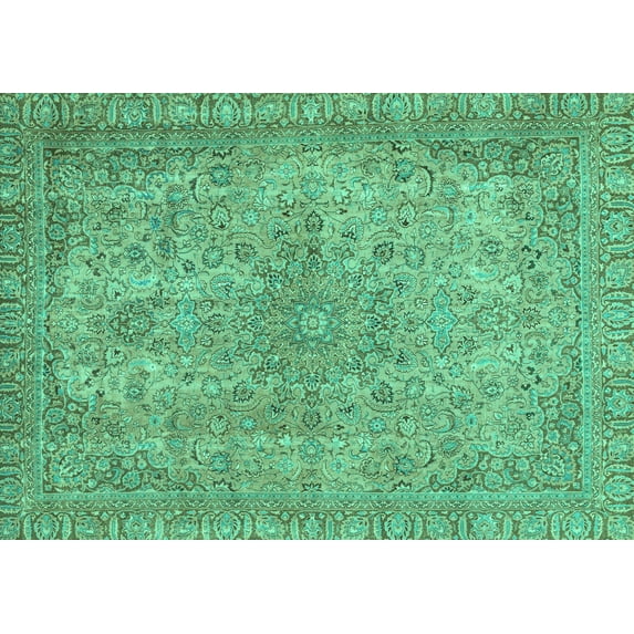 Ahgly Company Machine Washable Indoor Rectangle Abstract Turquoise Blue Modern Area Rugs, 6' x 9'