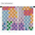 thumbnail image 5 of Colorful Plaid Checkered Kitchen Curtains Retro Funky Hippie Bathroom Curtains Window Treatment Drapes 70s Multicolored Cafe Small Modern Bedroom Short Curtains Fabric 2 Panels 27.5x36 Inch, 5 of 6